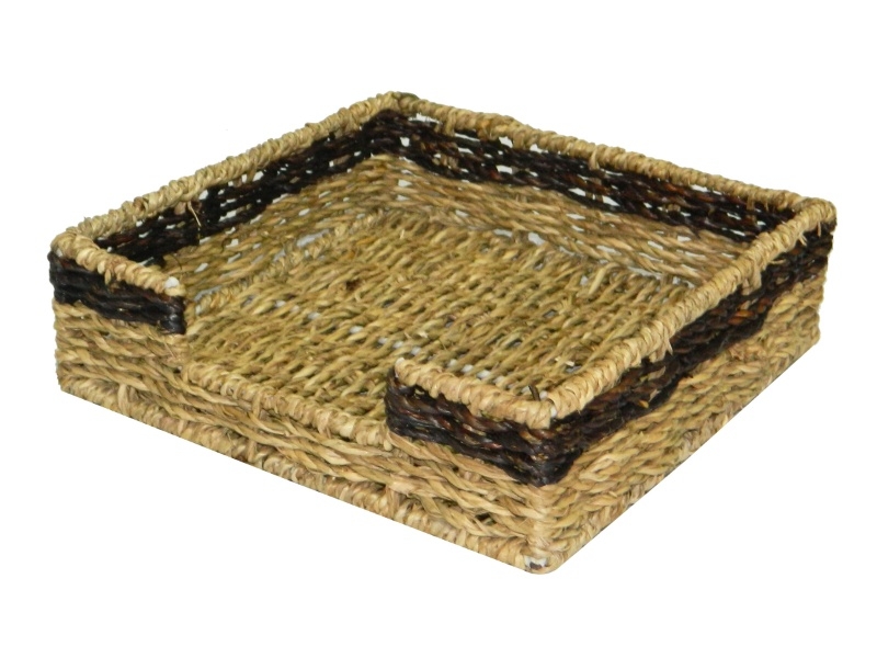 Superior 2-Tone Seagrass Napkin Holder - Handwoven Natural Tabletop Organizer